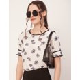 thumbnail image 5 of Moomaya Printed T-Shirt Tops For Women, Round Neck Georgette Formal Tops, 5 of 9