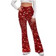 thumbnail image 2 of Aboser Womens Bootcut Yoga Pants Trendy Sequin Printing Leggings Stretchy High Waisted Sports Pants Wide Leg Flare Legging Athletic Tummy Control Seamless Trousers, 2 of 5
