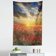 thumbnail image 1 of Poppy Flower Tapestry, Poppy Field Sunset Sky Evening View Golden Yellow Sun Rays Dark Clouds Graphic Art, Fabric Wall Hanging Decor for Bedroom Living Room Dorm, 5 Sizes, Multicolor, by Ambesonne, 1 of 1