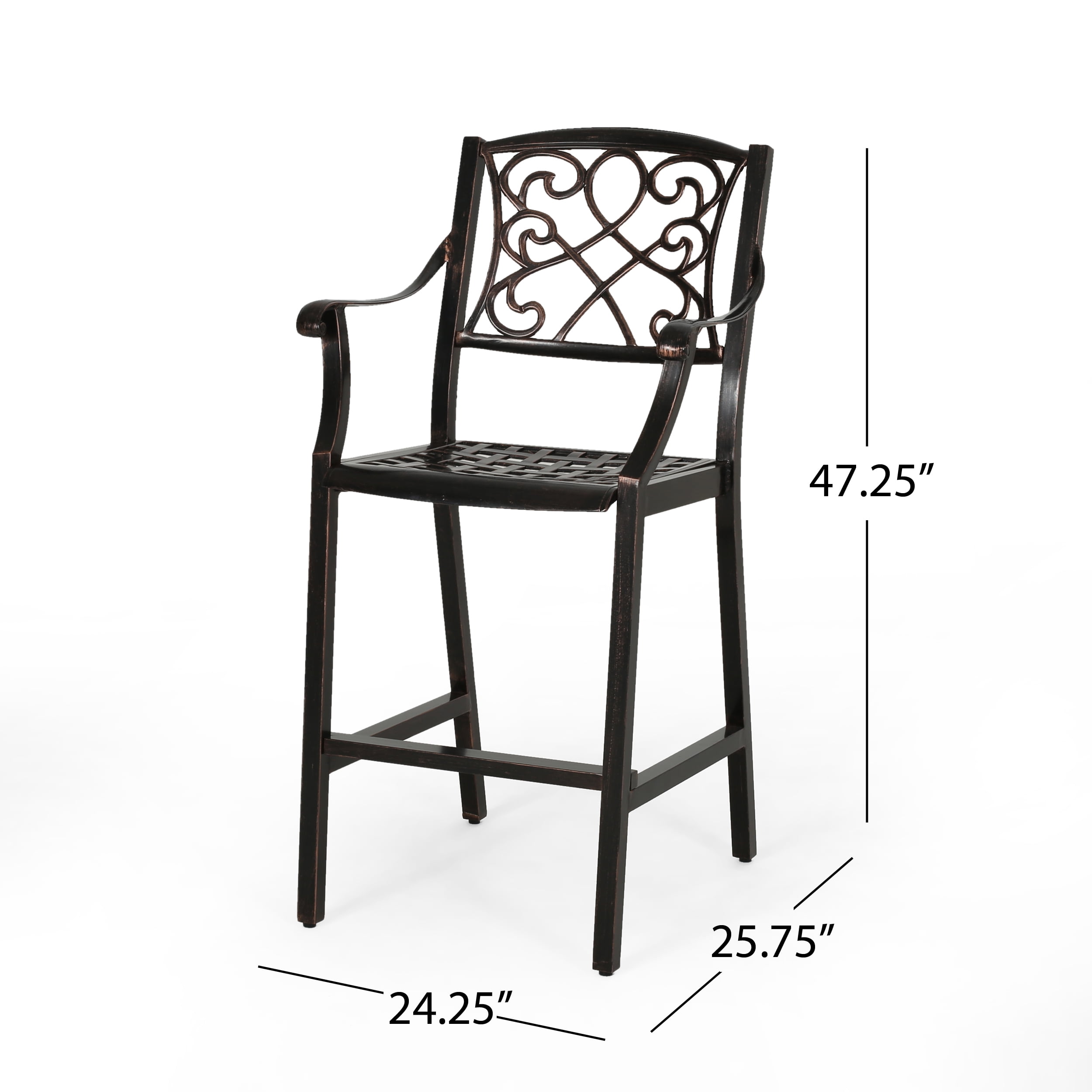 Vance Outdoor 28" Aluminum Barstools, Set of 4, Copper