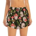 thumbnail image 4 of Lsque Edgehog and Mushrooms Printed Women's Running Shorts with Liner Pockets,Elastic Quick Dry Workout Athletic Gym Yoga Shorts,Womens High Waist Shorts-XX-Large, 4 of 9