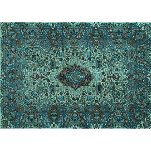 Ahgly Company Indoor Rectangle Persian Light Blue Traditional Area Rugs, 7' x 9'