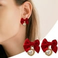thumbnail image 2 of SUSHANG Bow Earrings Autumn and Winter Red Velvet Bowknot Earrings Bell Earrings Vintage Hair Earrings Earclips Gift, 2 of 9