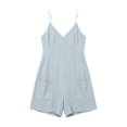 thumbnail image 7 of SZJXBUY Seamless Romper for Women Summer Dressy Casual Backless Sleeveless Short Jumpsuit Baggy Linen Open Back Beach Vacation Boho Overall Shorts with Pockets Gray,XXL, 7 of 7