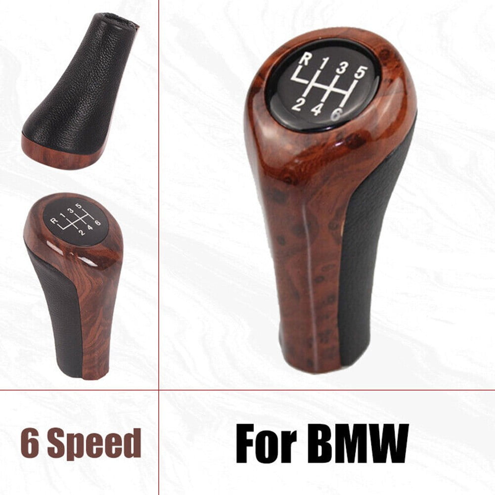 5/6 Speed Gear Shift Knob Wood Grain Leather For BMW E30 E36