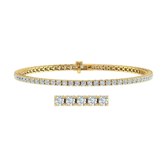 3 Carat Diamond Tennis Bracelet in 14K Yellow Gold (7 Inch) - IGI Certified