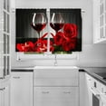 thumbnail image 3 of Red Wine Rose Kitchen Curtains and Valances Set 3 Pieces Red Rose Kitchen Curtains Floral Window Treatments for Cafe Living Room, 3 of 6