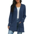 thumbnail image 4 of JWD Women's Cardigan Casual Lightweight with Pocketes Long Sleeve Open Front Cardigan Navy Blue S, 4 of 8