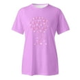 thumbnail image 4 of Cancer Shirts for Women Pink Ribbon Print Short Sleeve Tees Summer Casual Fight Cancer Crew Neck Tops, 4 of 4