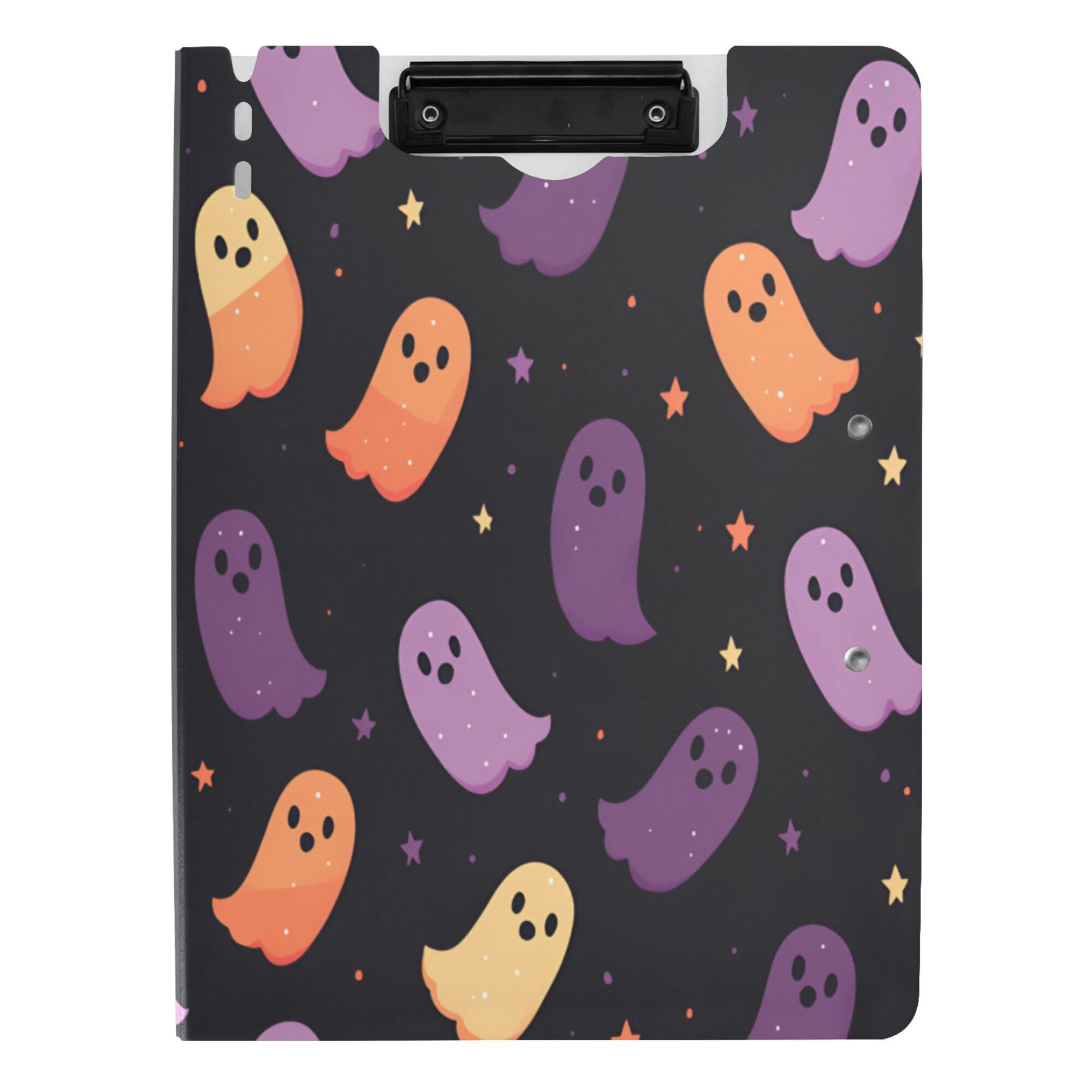 FORMRS A4 Clipboard Folder with Pen Holder Horizontal Foldable School Office Binder, Halloween Purple Ghosts