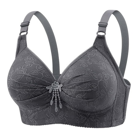 Gnurob Women s Lace Bra Plus Size Bralettes Push Up Bralette Comfort Wireless Bras Adjustable Straps Underwear for Heavy Breast Sprots lingerie Clearance Saving Gray Medium
