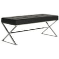 thumbnail image 2 of Safaiveh Micha Modern Glam X-Leg Upholstered Rectangular Bench, Black/Chrome, 2 of 5