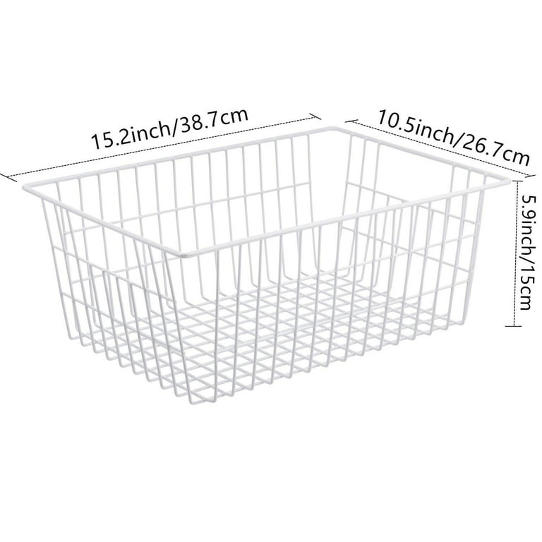 Farmhouse Baskets Wire Storage Baskets, Pantry Organizer Baskets with Wood  Handle, Metal Baskets Bins for Kitchen Pantry Shelf Cabinets, White,2 pack