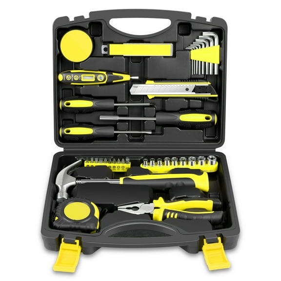 46 Pcs Portable Hand Tool Set Electronic Repair Precision Screwdriver Voltage Tester Hammer Plier DIY Kit Yellow
