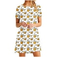 thumbnail image 2 of Viikei Women's Summer Boho Short Sleeve Dress,Women's Short Sleeved Dress with Floral Print Round Neck Dress White M, 2 of 5