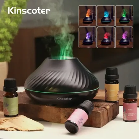 

Kinscoter Volcanic Aroma Diffuser Essential Oil Lamp 130ml USB Portable Air Humidifier With Color Flame Night Light