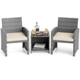 thumbnail image 2 of Costway 3 PCS Patio Furniture Set with Tempered Glass Coffee Table & Soft Seat Cushions White, 2 of 10