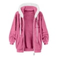 thumbnail image 5 of Women's Jacket Fuzzy Sherpa Fleece Zipper Drawstring Warm Hoodie With Pocket Oversize Casual Trendy Coat, 5 of 6