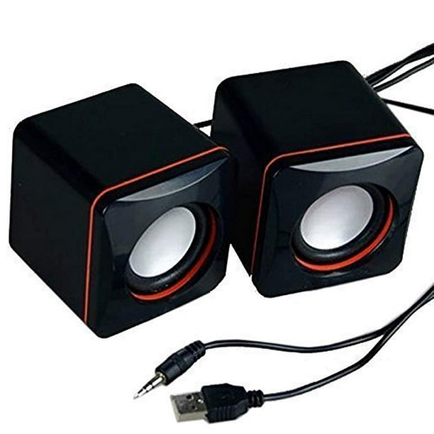 Haut-parleurs d'Ordinateur Portable Mini Haut-Parleur de Bureau Alimenté  par USB Système de Sonorisation Bass Câblé Petit Haut-Parleur Couleur: Noir