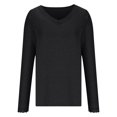 thumbnail image 6 of Crunowin Long Sleeve Lace Shirts for Women, Fashion V Neck Loose Fit Casual Tops Trendy T Shirts Outfits Black 2XL, 6 of 6