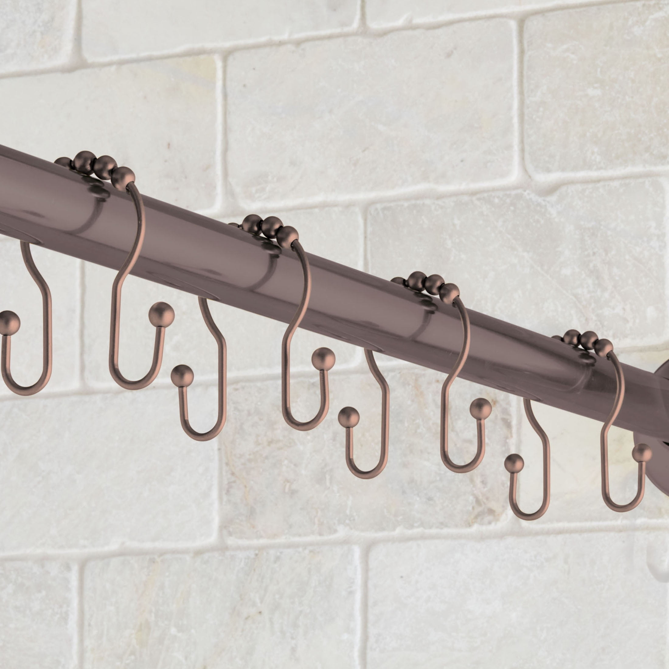 Better Homes & Gardens Easy Glide Rustproof Stainless Steel Double Shower Hooks , Bronze, Set of 12