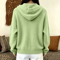 thumbnail image 4 of Sewkxo Womens Hooded Sweater Fashion Button Long Sleeve Wool Soft Pullover Knitted Top,Green XL, 4 of 5