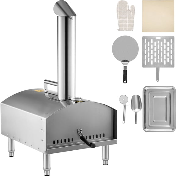 VEVORbrand 12" Wood Fired Pizza Oven, Outdoor Stainless Steel Pizza Oven with Accessories