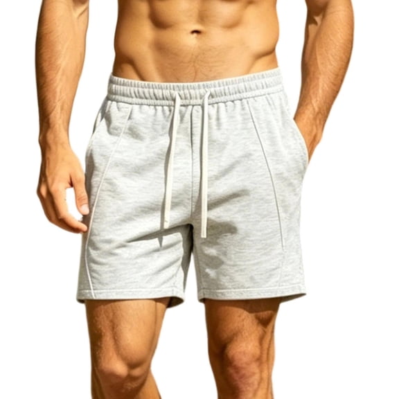 TKKCS Mens Relaxed Fit Shorts- Summer Casual Daily Wear Breathable Elastic Waist Knee Length Drawstring Shorts with Pockets White Size XL