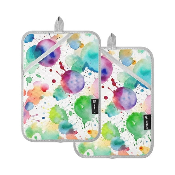 ALAZA Colorful Pattern Pot Holders Set of 2 Heat Resistant Kitchen Oven Mitts