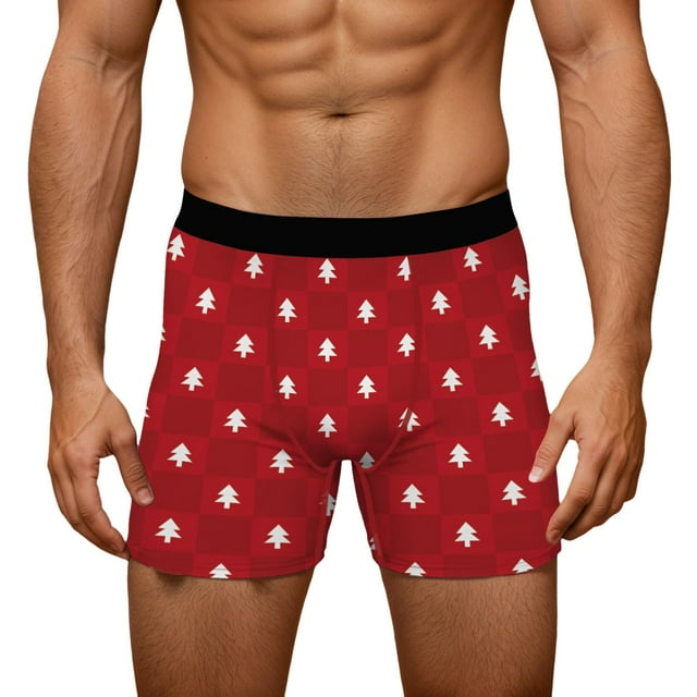 Print Underwear Holiday Themed Briefs Soft Breathable Comfortable Underwear For Festive Seasonal Design All Day Wear Trunk Brief Stretchy Men Mens Briefs Men Small Meat Red M