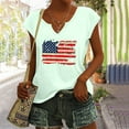 thumbnail image 2 of HEILAU 4th of July Shirts for Women Independence Day American Flag Graphic Tees Patriotic Summer Tops Loose V Neck Cap Sleeve T Shirts, 2 of 7