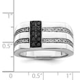 thumbnail image 5 of White Night Sterling Silver Rhodium-plated Black and White Diamond Men's Ring, 5 of 5