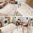 thumbnail image 6 of Pink Yellow Purple Flower Area&nbsp;Rug 3x5ft Country Vintage Watercolor Floral Leaf Non-Slip&nbsp;Washable Square&nbsp;Rugs Soft Felt Indoor Floor Mat for Bedroom Kitchen Living Room Bathroom, 6 of 9