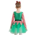 thumbnail image 4 of iEFiEL Kids Girls Christmas Elf Dress Long Sleeve Stripes Tutu Dance Dress Leotard Santa Little Helper Outfit Green 10, 4 of 7