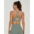 thumbnail image 7 of AGONVIN Strappy Sexy Cutout Lace-Up Back Sports Bra with Removable Cups for Women Matcha Green XXL, 7 of 7