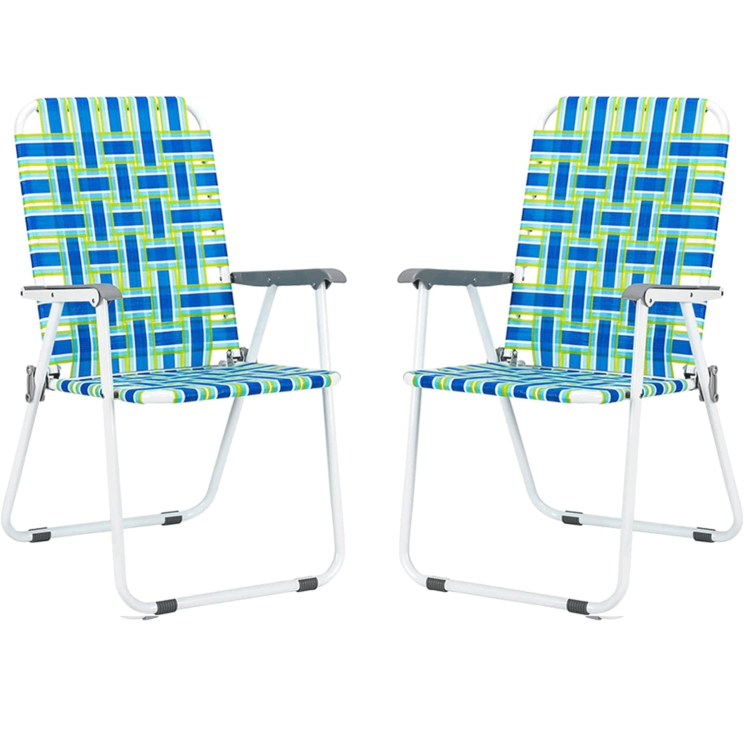 2 Pack Folding Webbed Strap Lawn Beach Chair,Heavy Duty Portable Chairs ...