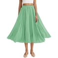 thumbnail image 2 of Mifsaly Linen Skirts for Women A-Line Elastic Waist Midi Summer Skirt Lightweight Pleated Casual Festival Summer Travel Outfits Free Size, 2 of 9
