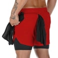 thumbnail image 2 of Pantalones cortos deportivos de camuflaje para hombre, 2 en 1, doble cubierta, secado rápido, para gimnasio, Fitness, entrenamiento, talla grande, M-5XL, 2 of 5