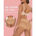 thumbnail image 2 of 2 Pack Seamless High Waist Underwear Tummy Control Shapewear Stripe Lace Compression Panties Butt Lifter, 2 of 6