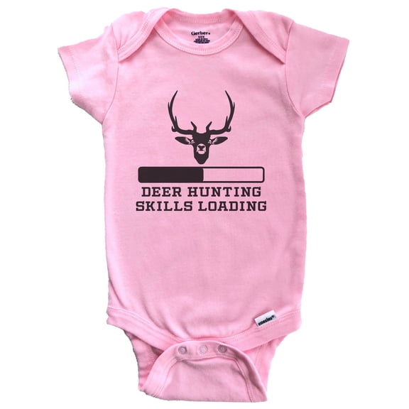 Deer Hunting Skills Loading Funny Hunting Humor Baby Bodysuit (Pink), 0-3 Months