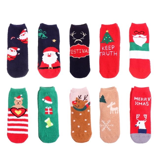 10 pares de calcetines de Navidad para mujer, calcetines para mujer, calcetines de tubo medio, regalo de invierno
