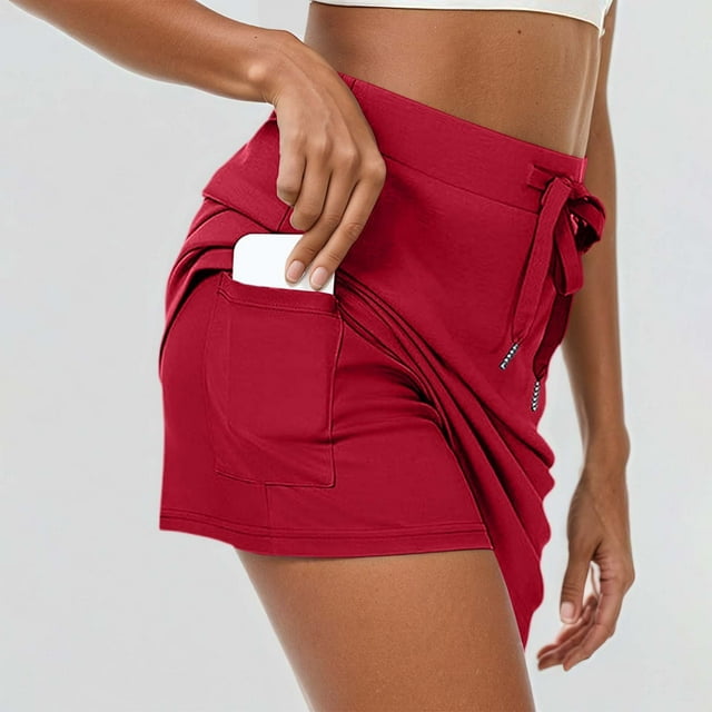 MKLEKYY Falda Pantalón Corta de Mezclilla para Mujer, Faldas de Verano para Mujer, Falda con Cordón, Pantalones Cortos Incorporados con Bolsillos, conjuntos de Tenis
