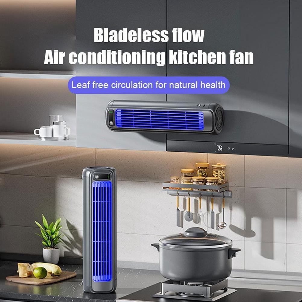 Wall Mounted Bladeless Fan, 3-Speed Cross Flow Electric Fan, Quiet USB Air Circulator for Kitchen, Desk or Wall Use, No Drill Installation Cooling Fan