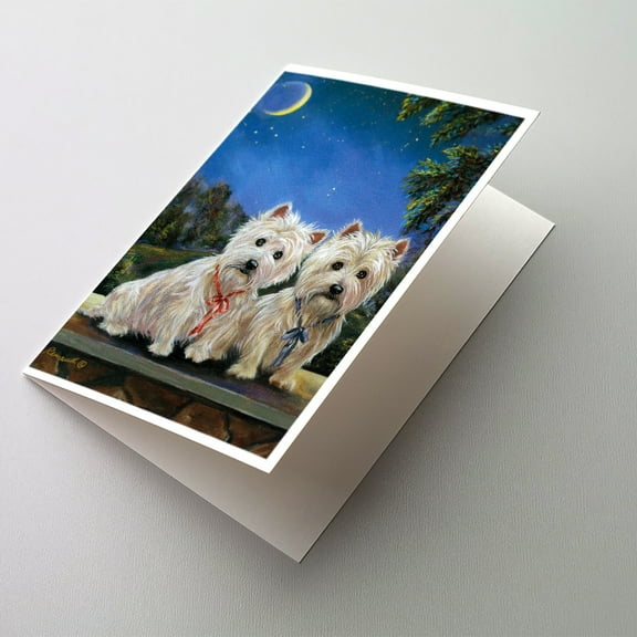Westie Moonlight Stroll Greeting Cards and Envelopes Pack of 8