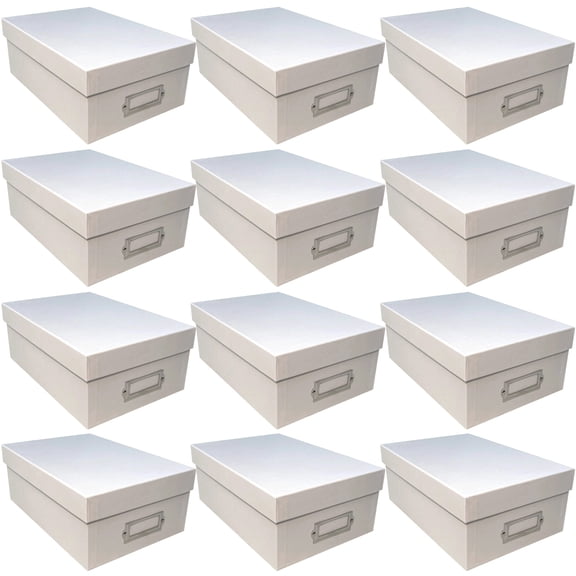 Simply Tidy White Memory Box - Store and Organize Photos, Keepsakes, DVD and CDs, Acid Free - Bulk 12 Pack