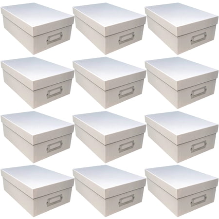 Simply Tidy White Memory Box - Store and Organize Photos, Keepsakes, DVD and CDs, Acid Free - Bulk 12 Pack