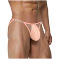 thumbnail image 2 of NoxwB Men's Sexy Cover Buttock Translucent Enhanced Pouch Bikini Briefs Solid Color Low Rise Underpants Breathable Underwear Orange 2XL, 2 of 3