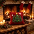 thumbnail image 6 of Soft Velvet Round Tufted Throw Pillow with Star Snowflake Ball Motifs, Christmas Embossed Decorative Cushion for Sofa Couch Bed and Living Room Decor (Multicolor), 6 of 6