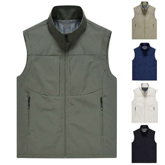 Hinvhai Men's Lightweight Vest Sleeveless Outdoor Work Jacket for Travel Hiking Running White 8(XL)