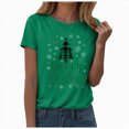 thumbnail image 2 of Towmus Merry Christmas Shirts for Women Crew Neck Short Sleeve Xmas Plaid Tree T Shirt Casual Graphic Print Tops, 2 of 5